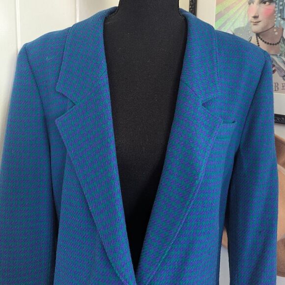 VTG Pendleton Houndstooth Blazer 14 Academia Eclectic Preppy Boho Grannycore - Picture 4 of 10